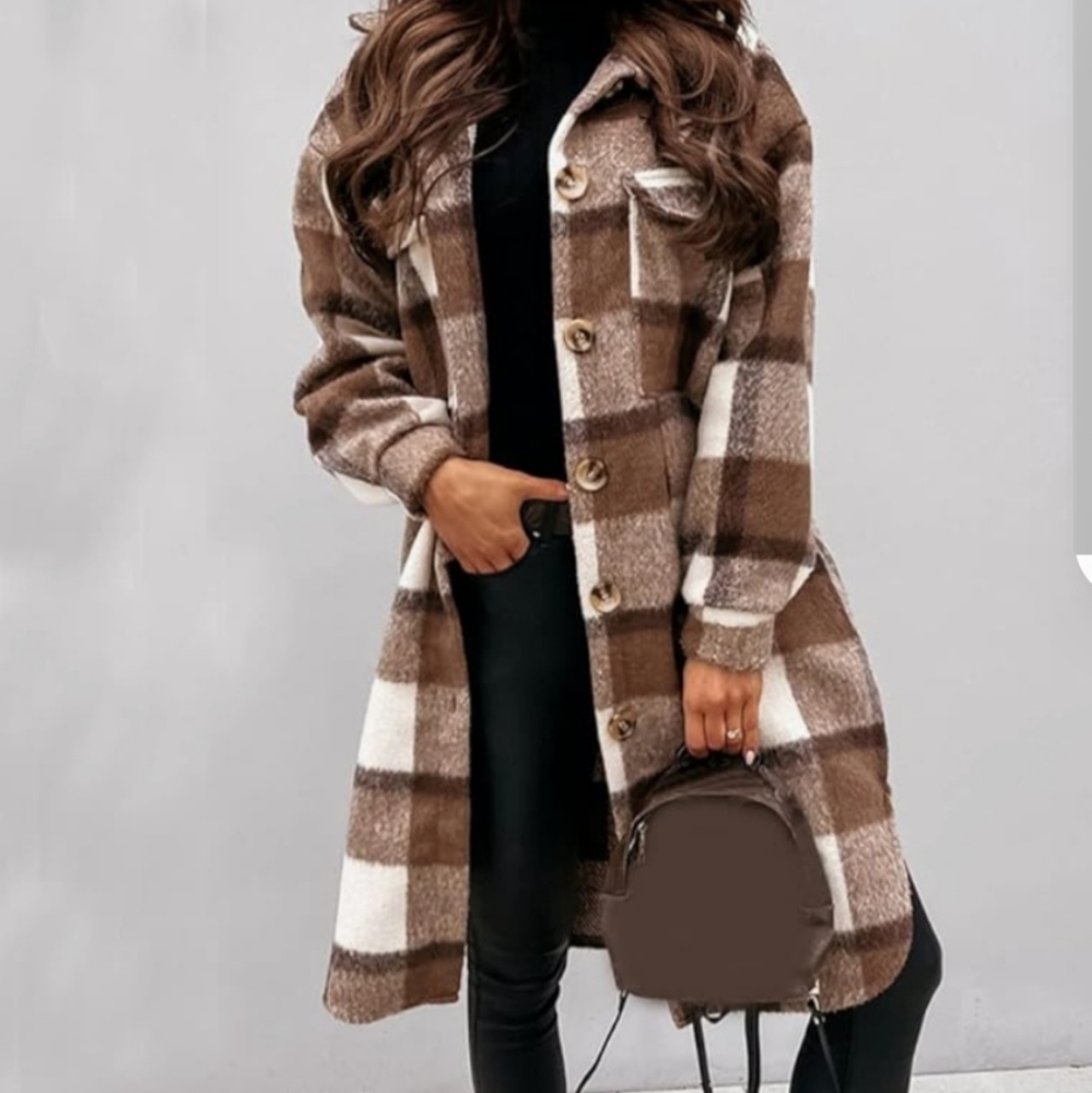 Women's Long Plaid Shirt/Sweater